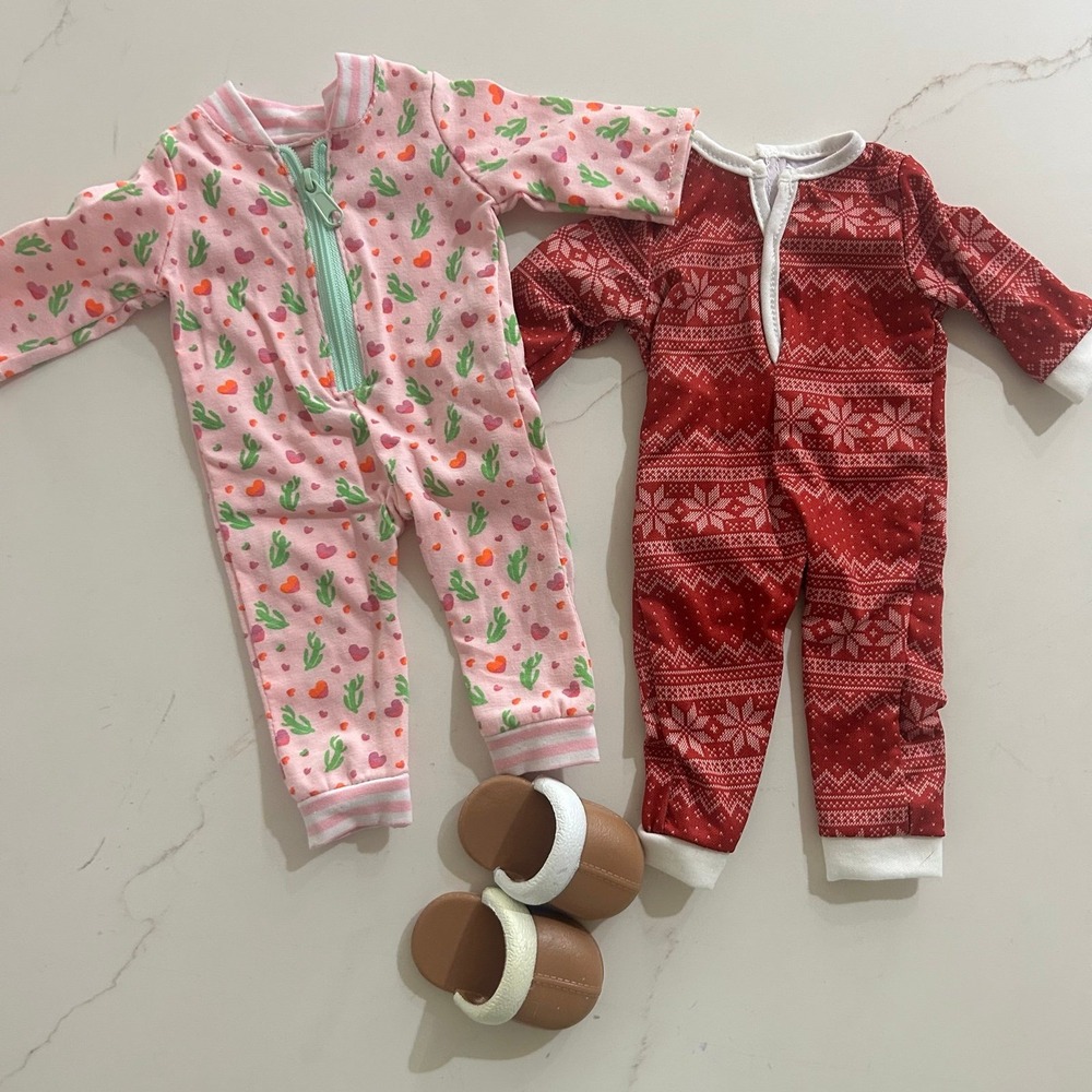 OG Our Generation 18" Doll Clothes 2 Sets of Pajamas & Slippers